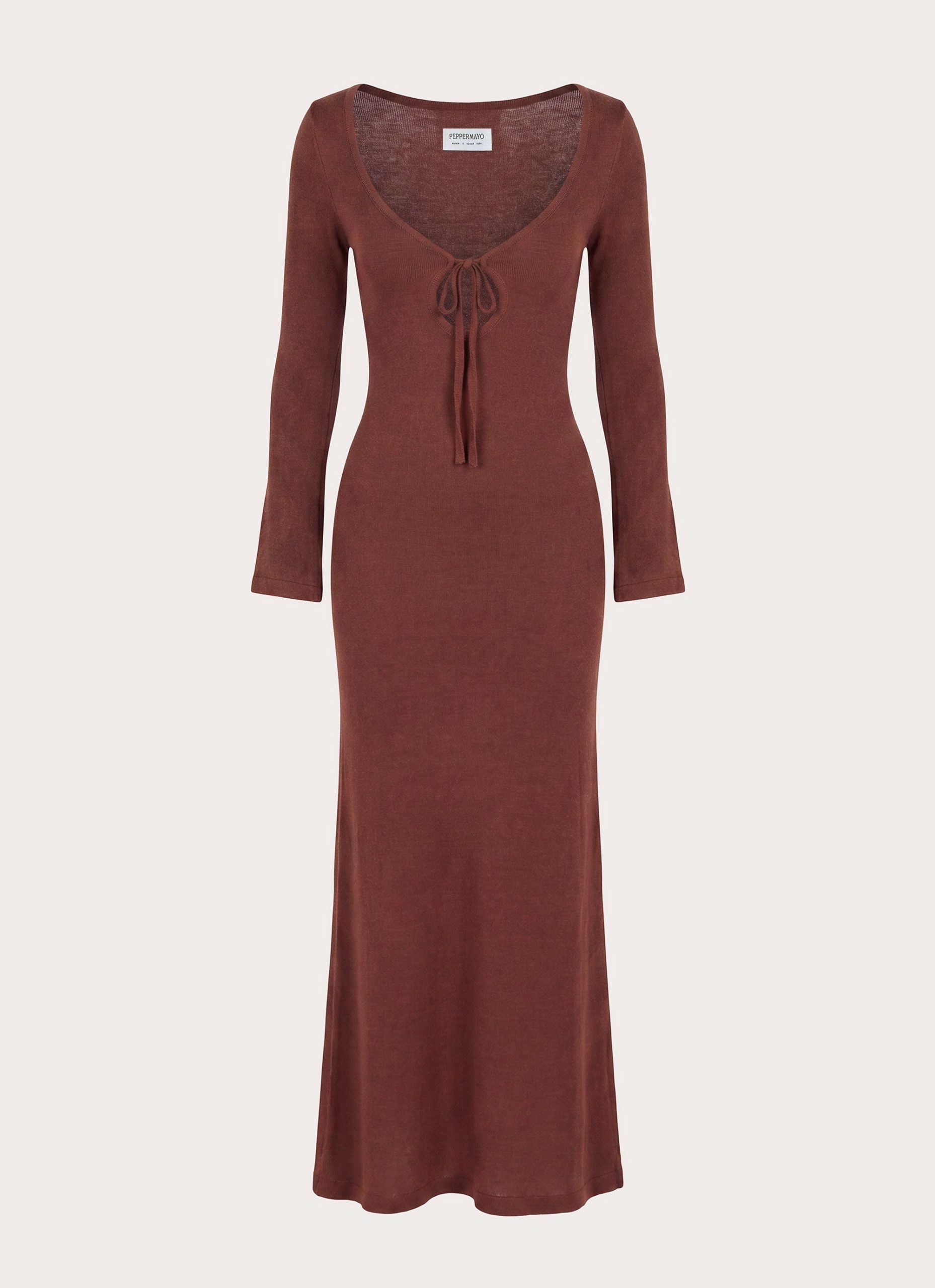 Amarise Knit Tie Front Maxi Dress - Chocolate - Image 7
