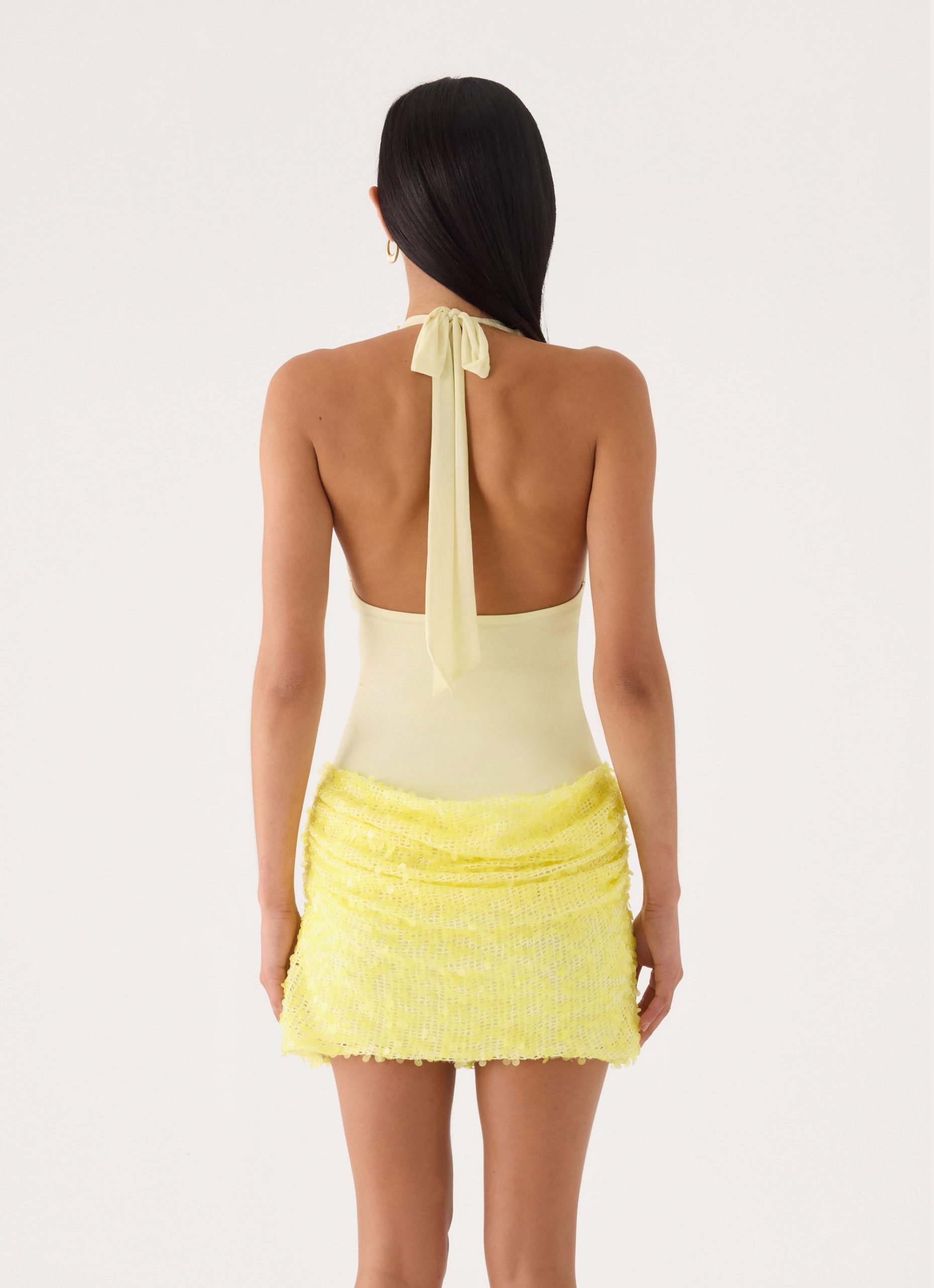 Indira Halter Mini Dress - Yellow - Image 3
