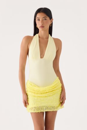 Indira Halter Mini Dress - Yellow