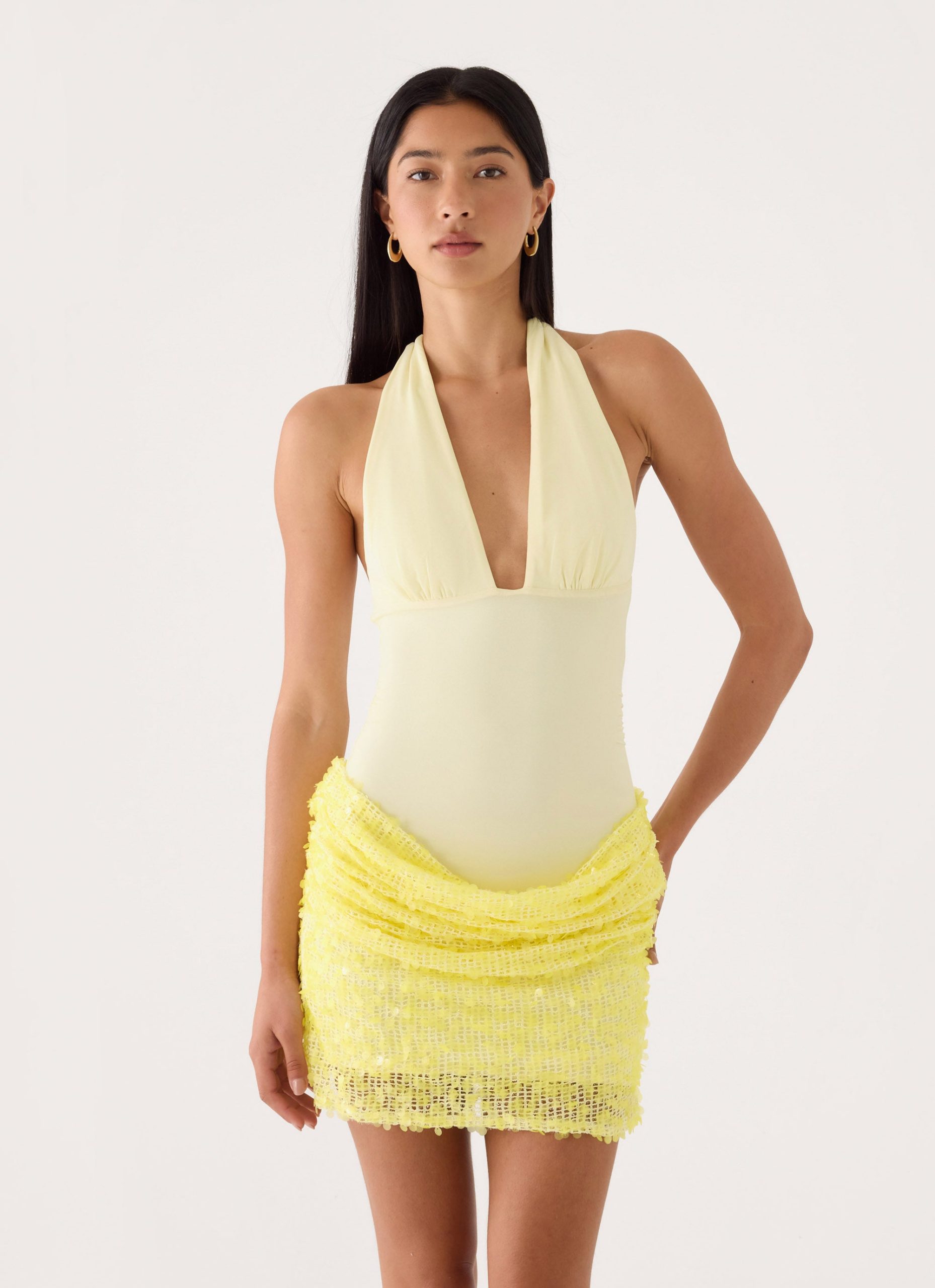 Indira Halter Mini Dress - Yellow - Image 5