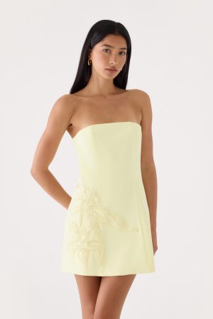 Marta Strapless Mini Dress - Yellow