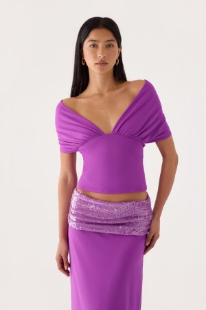 Nakeela Off Shoulder Top - Purple