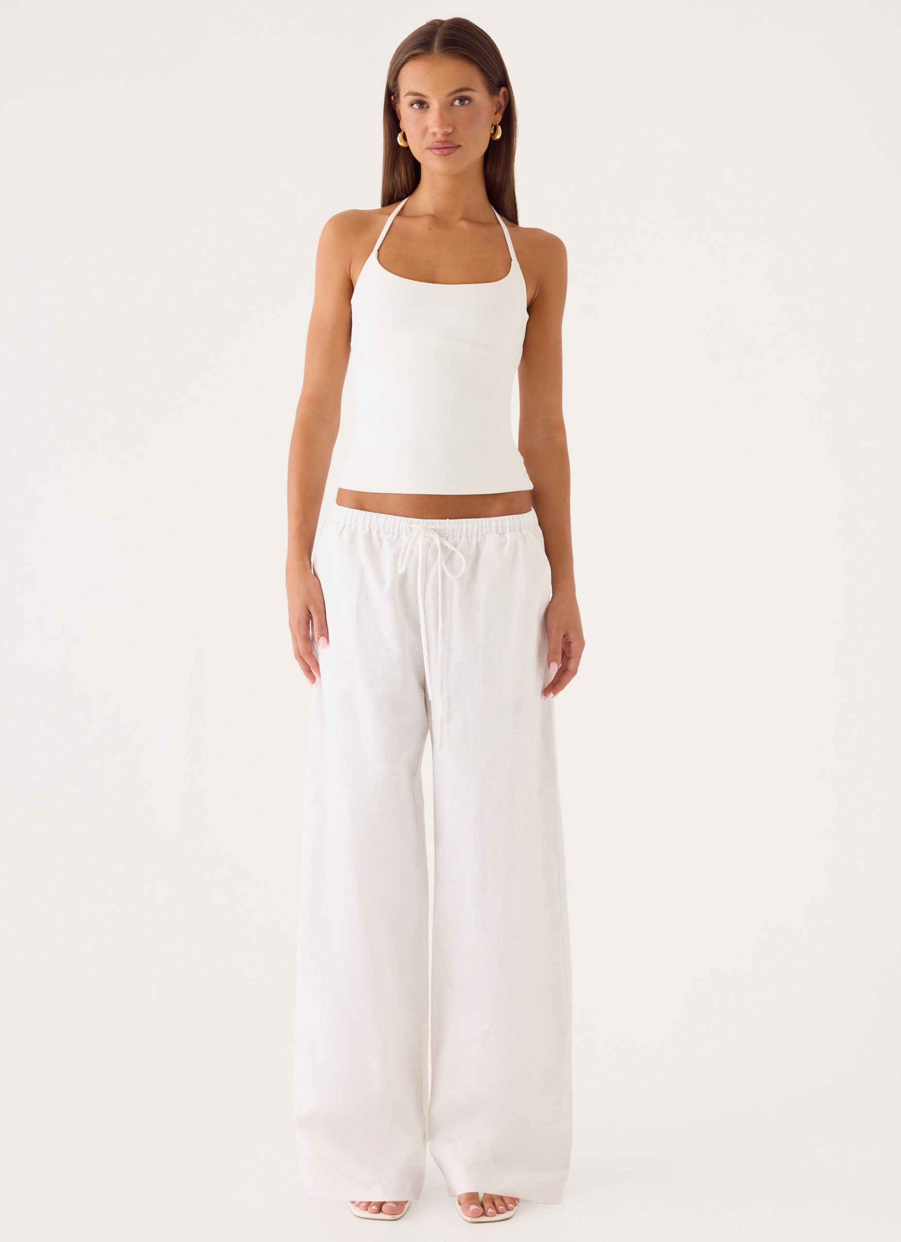Norene Linen Wide Leg Pant - White - Image 5