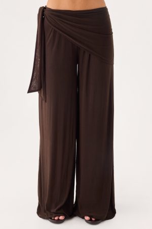 Riyan Waist Scarf Pant - Chocolate