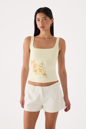 Rosamel Beaded Tank Top - Yellow