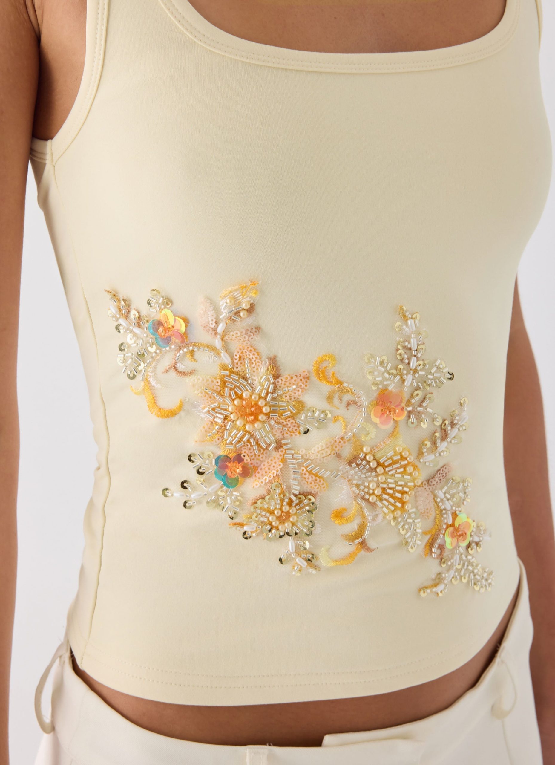 Rosamel Beaded Tank Top - Yellow - Image 4