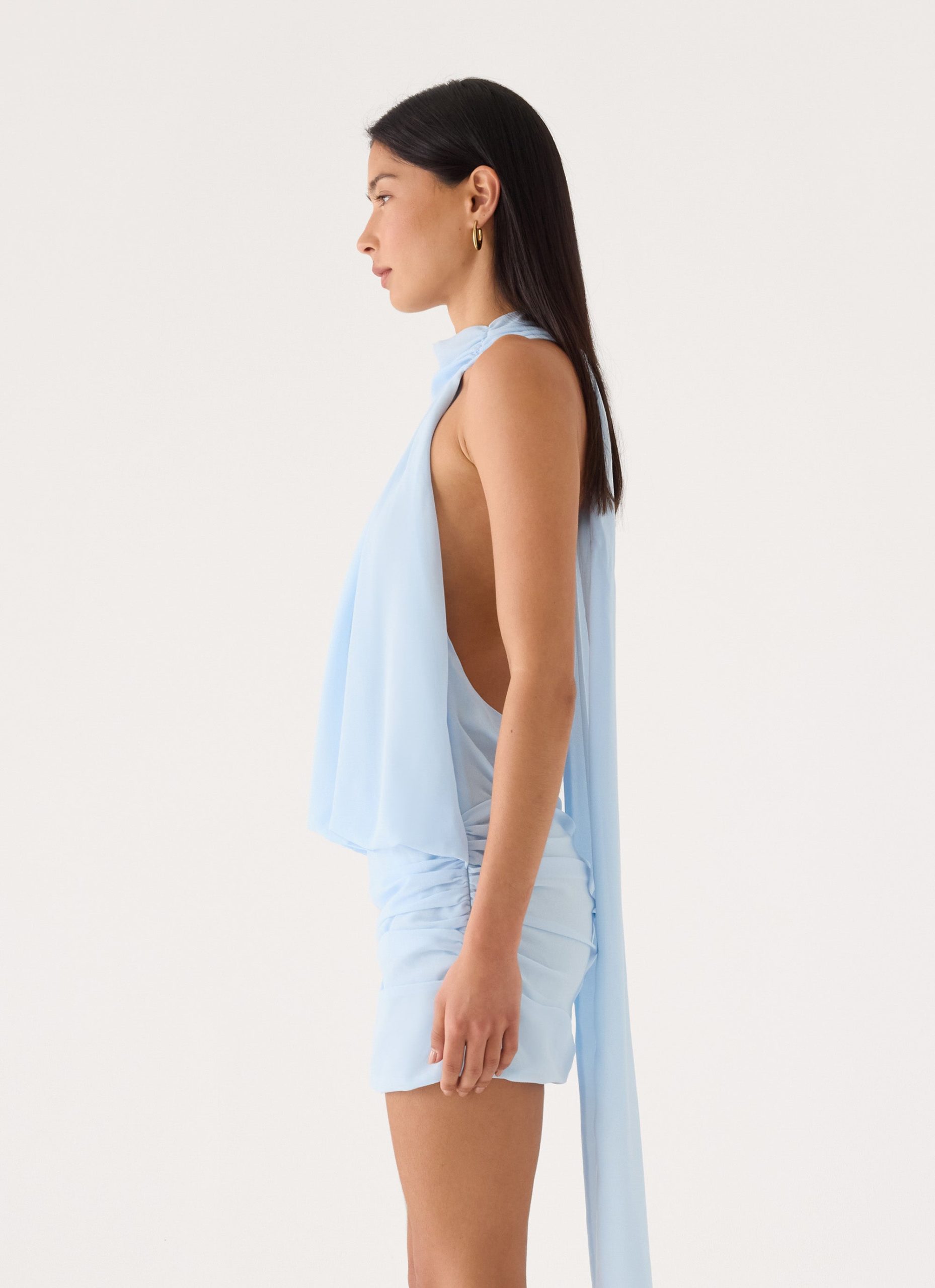 Verbina Scarf Mini Dress - Blue - Image 3
