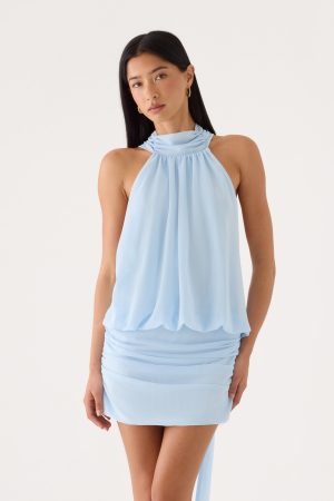 Verbina Scarf Mini Dress - Blue